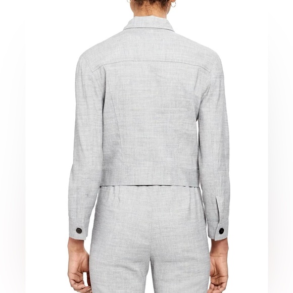 Theory Light Grey Linen Cropped Jacket - Picture 4 of 4